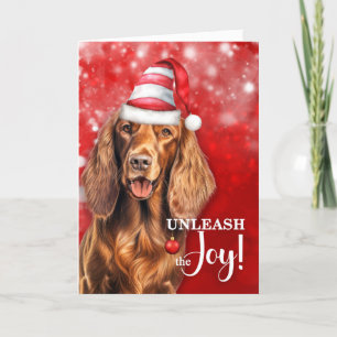 Cartão De Festividades Irish Setter Dog Libere o Natal da Alegria