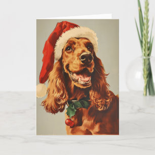 Cartão De Festividades Irish Setter vintage personalizou o Natal