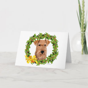 Cartão De Festividades Irish Terrier Holly Wreath