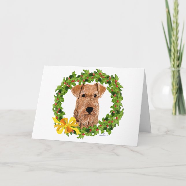 Cartão De Festividades Irish Terrier Holly Wreath (Frente)