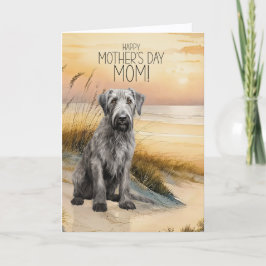Cartão De Festividades Irish Wolfhound Dog Sunset Beach Mother's Day