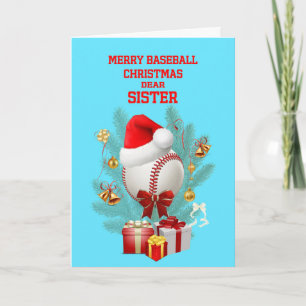 Cartão De Festividades Irmã Baseball de Natal