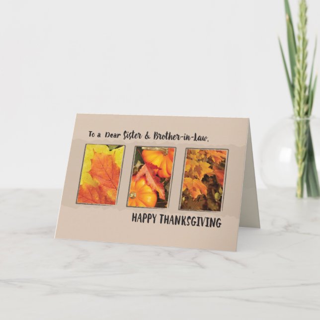 Cartão De Festividades Irmã e cunhada, Ação de Graças Três Folhas (Frente)
