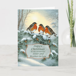 Cartão De Festividades Irmã e irmão nos Robins de Direito Feliz Natal