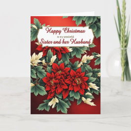 Cartão De Festividades Irmã e seu marido Poinsettias de Natal