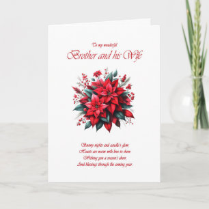 Cartão De Festividades Irmão e sua Esposa de Natal Poinsettias