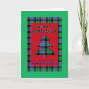 Cartão De Festividades Irmão e sua família, Árvore de Natal de Tartan