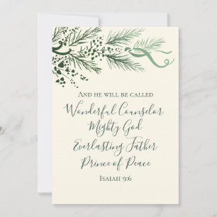 Cartão De Festividades Isaiah 9:6 Escritura Pine & Bow Foto Natal