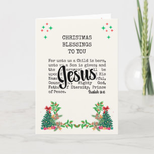 Cartão De Festividades ISAIAH 9:6 Para nós Jesus Natal Cristão