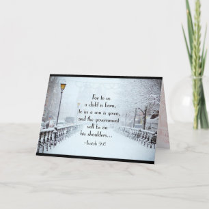 Cartão De Festividades Isaiah 9:6 Para nós uma Criança é Nascer, Natal