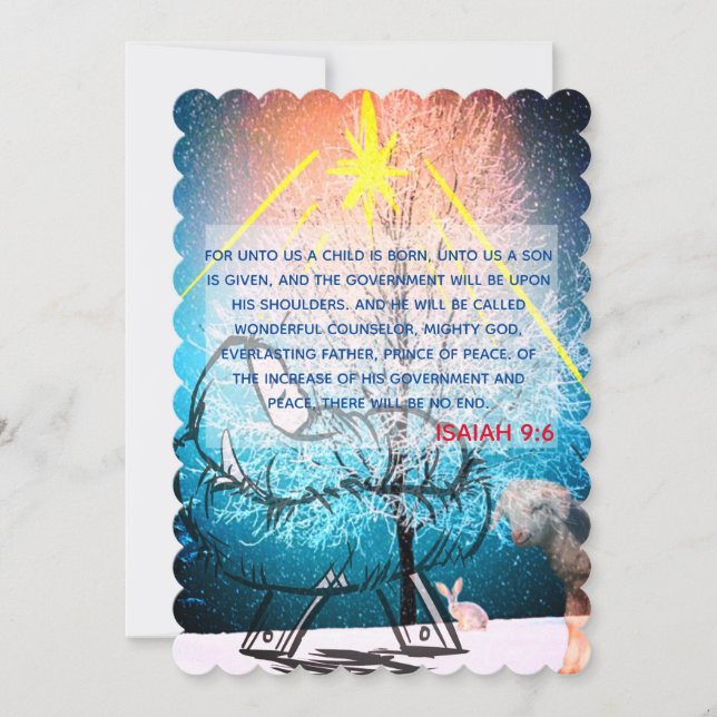 Cartão De Festividades Isaiah 9:6 Para Nós Uma Criança É Um Natal Nascer (Frente)