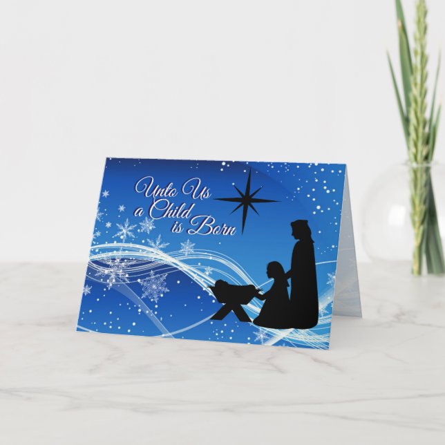 Cartão De Festividades Isaiah 9:6 "Unto us a Child" Natal Natividade (Frente)