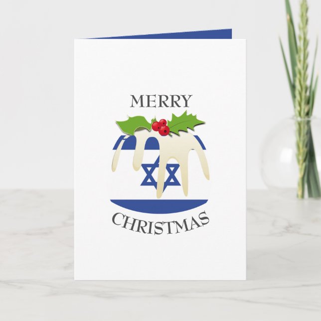 Cartão De Festividades ISRAEL FLAG | Pudim festivo | Natal (Frente)