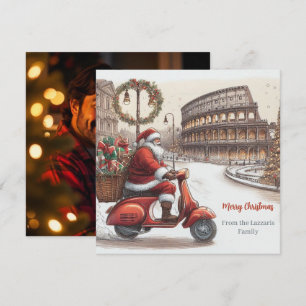 Cartão De Festividades Itália Papais noeis Roma Christmas Watercolor   su