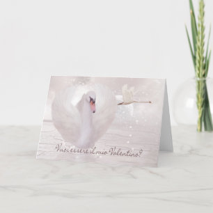 Cartão De Festividades Italian Valentine's Day Card - Swan's In Pink