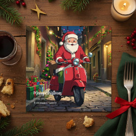 Cartão De Festividades Italy Rome Santa Claus Vespa Christmas 