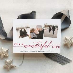 Cartão De Festividades It's a Wonderful Life   Holiday Photo Collage Card