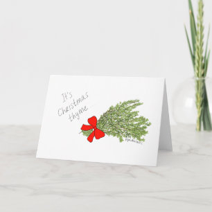 Cartão De Festividades It's Christmas Thyme! Holiday Produce Pun Card