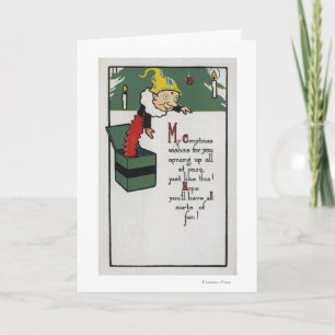 Cartão De Festividades Jack in the Box que envia desejos do Natal