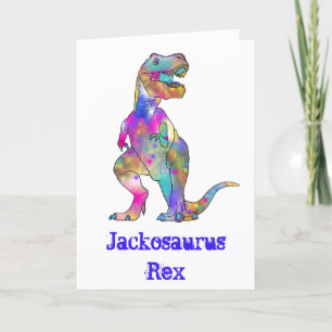 Cartão De Festividades Jack osaurus Colorful T Rex Dinossaur Art Add Name