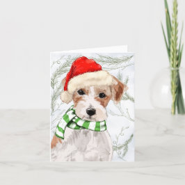 Cartão De Festividades Jack Russell de Natal e Pinheiros Botânicos