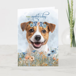 Cartão De Festividades Jack Russell Dog Wildflowers Mother's Day