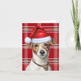 Cartão De Festividades Jack Russell Natal Cachorro Vermelho Xadrez Natal