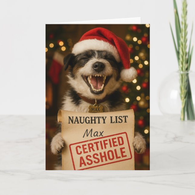 Cartão De Festividades Jack Russell Terrier Naughty List Christmas card (Frente)