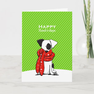 Cartão De Festividades Jack Russell Terrier Scarf Verde Natal Moderno