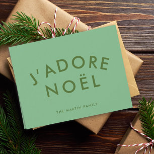 Cartão De Festividades J'adore Noel Moderno e Minimalista Amor Verde