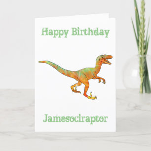 Cartão De Festividades James ociraptor Engraçado Velociraptor Arte de Din