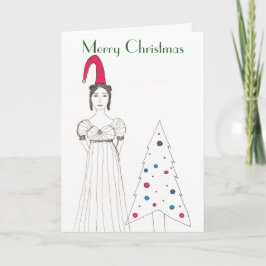 Cartão De Festividades Jane Austen, chapéu de disquete de Natal, Christm.