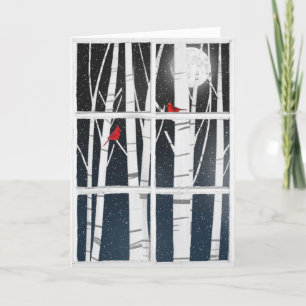 Cartão De Festividades janela de inverno com bétulas