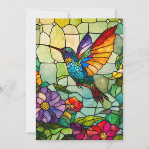 Cartão De Festividades Janela Estilo Hummingbird Tiffany