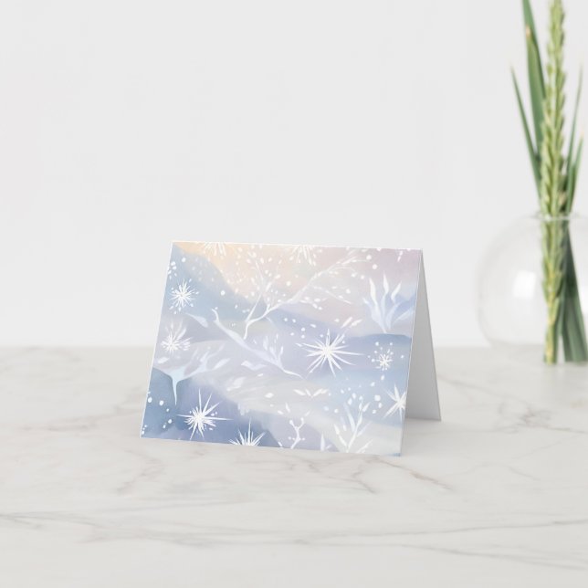 Cartão De Festividades Janela Geada | Bela Cena de Inverno Nevando (Frente)