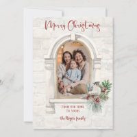 Janela Rustic Watercolor com Foto Floral de Natal