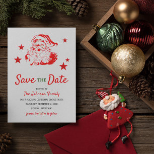 Cartão De Festividades Jantar de Natal do Papai Noel Salve a Data