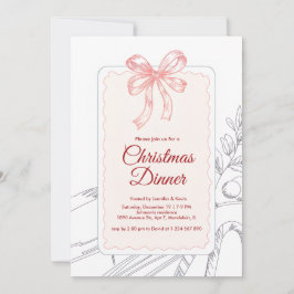 Cartão De Festividades Janto de Natal de Linha Minimalista Rosa Arco