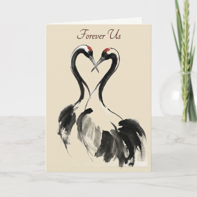 Cartão De Festividades Japanese Crane Love Greeting Card (Frente)