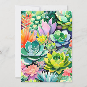 Cartão De Festividades Jardim Botânico Suculento de Verão Colorido