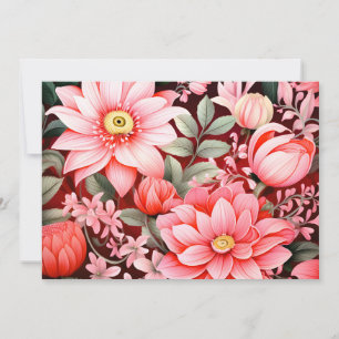 Cartão De Festividades Jardim de Flores Botânicas Antigas em Flor