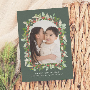 Cartão De Festividades Jardim de inverno Greenery Arch Christmas 1 Phot