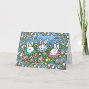 CARTÃO DE FESTIVIDADES JARDIM DE OVOS ORIENTADORES, FLORES DE COELHO DE B