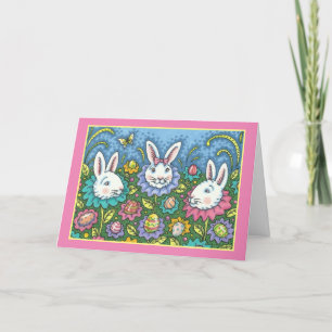 CARTÃO DE FESTIVIDADES JARDIM DE OVOS ORIENTADORES, FLORES DE COELHO DE B