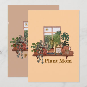 Cartão De Festividades Jardim Interno de Mãe Planta Boho Aquarela