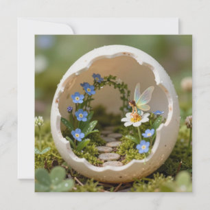 Cartão De Festividades Jardim Miniatura e Páscoa das Fadas