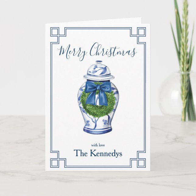 Cartão De Festividades Jarra de Gengibre em Chinoiserie (Frente)