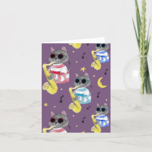Cartão De Festividades Jazz Cat