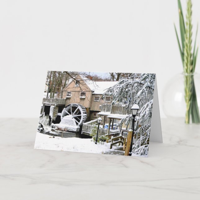 Cartão De Festividades Jenney Grist Mill em Plymouth, MÃES (Frente)