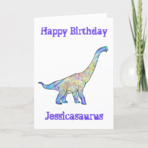 Cartão De Festividades Jessica saurus Colorido Brachiosaurus Dinossauro